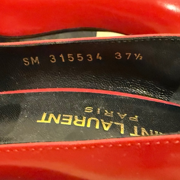 GUARANTEED AUTHENTIC SAINT LAURENT ANJA 105 RED LEATHER ESCARPIN PUMP- 37 1/2 - Picture 4 of 13
